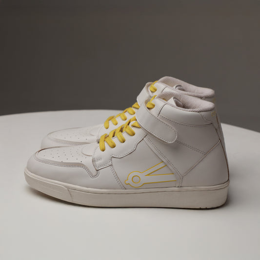 Cos Tan High Ball White Yellow Accent Sneakers